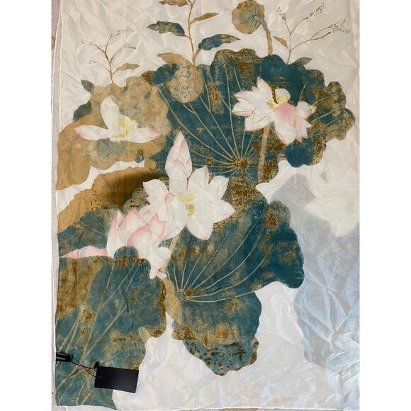Anya Silk Scarf Wrap Shawl Oversized White Lotus Asian Mori Girl Forrest Fairy